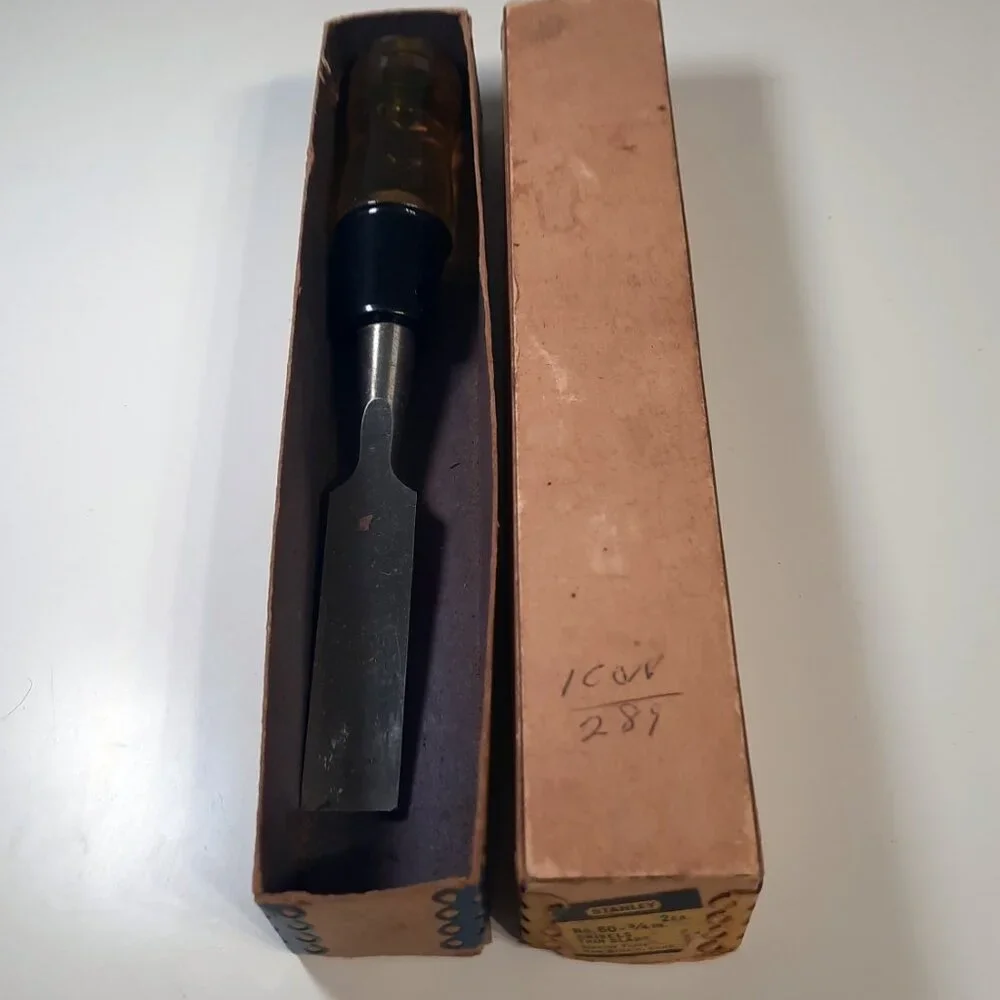 Stanley No.60 Wood Chisel 3/4" USA Made Yellow Handle w/ Box Vintage - Picture 5 of 5